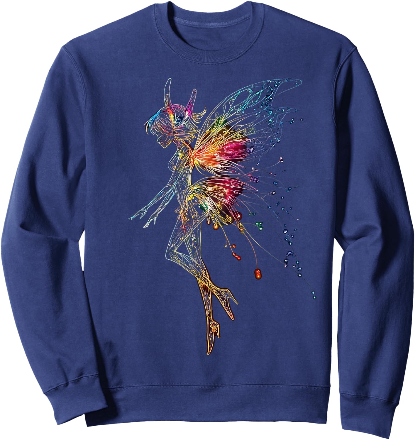 Fairy Mythical Graphic Fantasy Illustration Fairy , Black, S Sweatshirt - Sweatshirt | Navy
