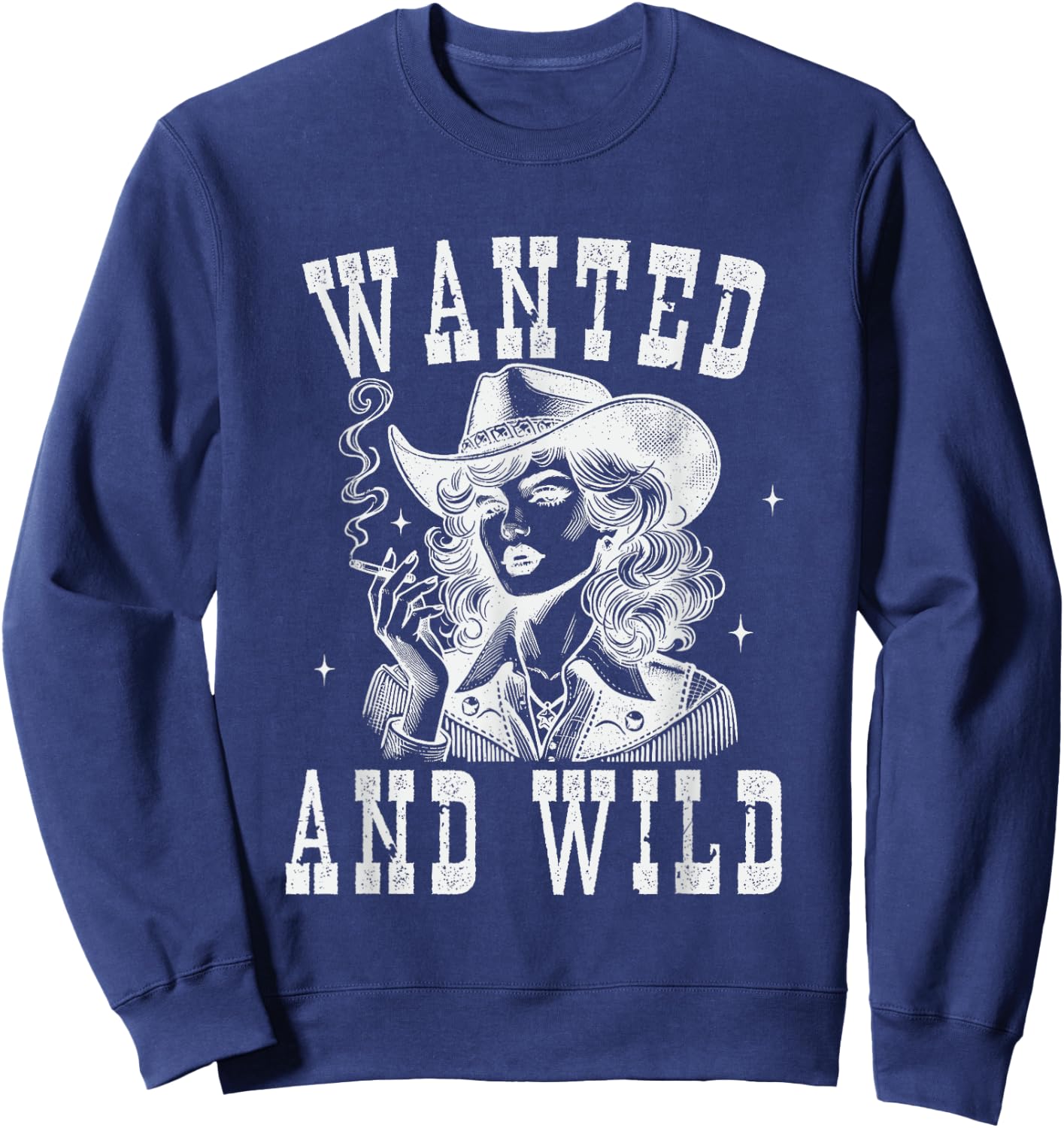 Wanted And Wild Cowboy Lady Illustration Sweatshirt - Sweatshirt | Navy