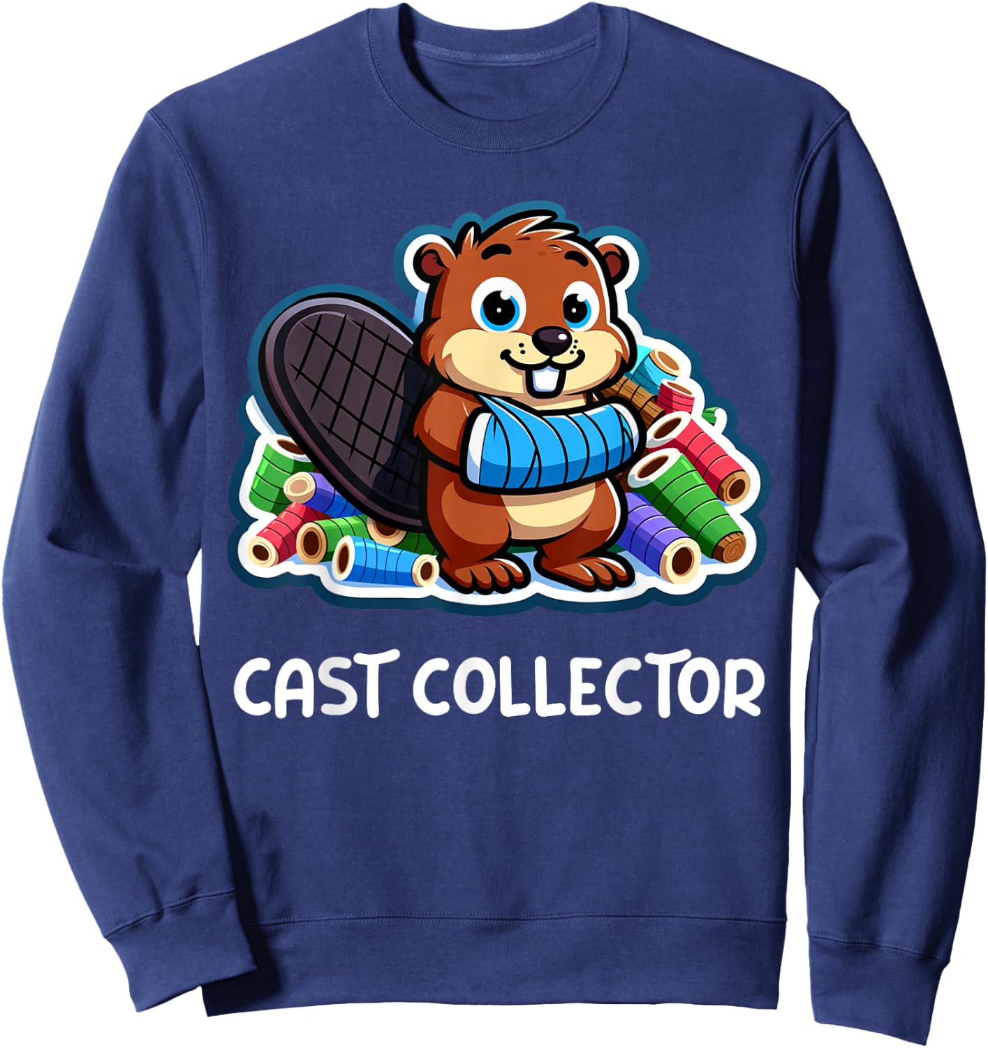 Funny Cast Collector Fun Broken Arm Gifts For Kids Sweatshirt - Sweatshirt | Navy