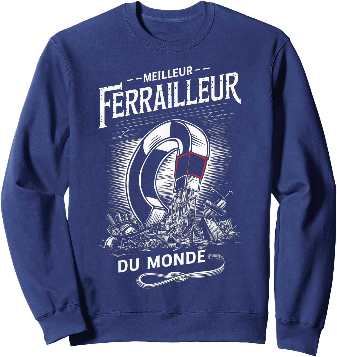 Meilleur Ferrailleur du Monde Industriel Aimant Métallique Sweatshirt - Sweatshirt | Navy