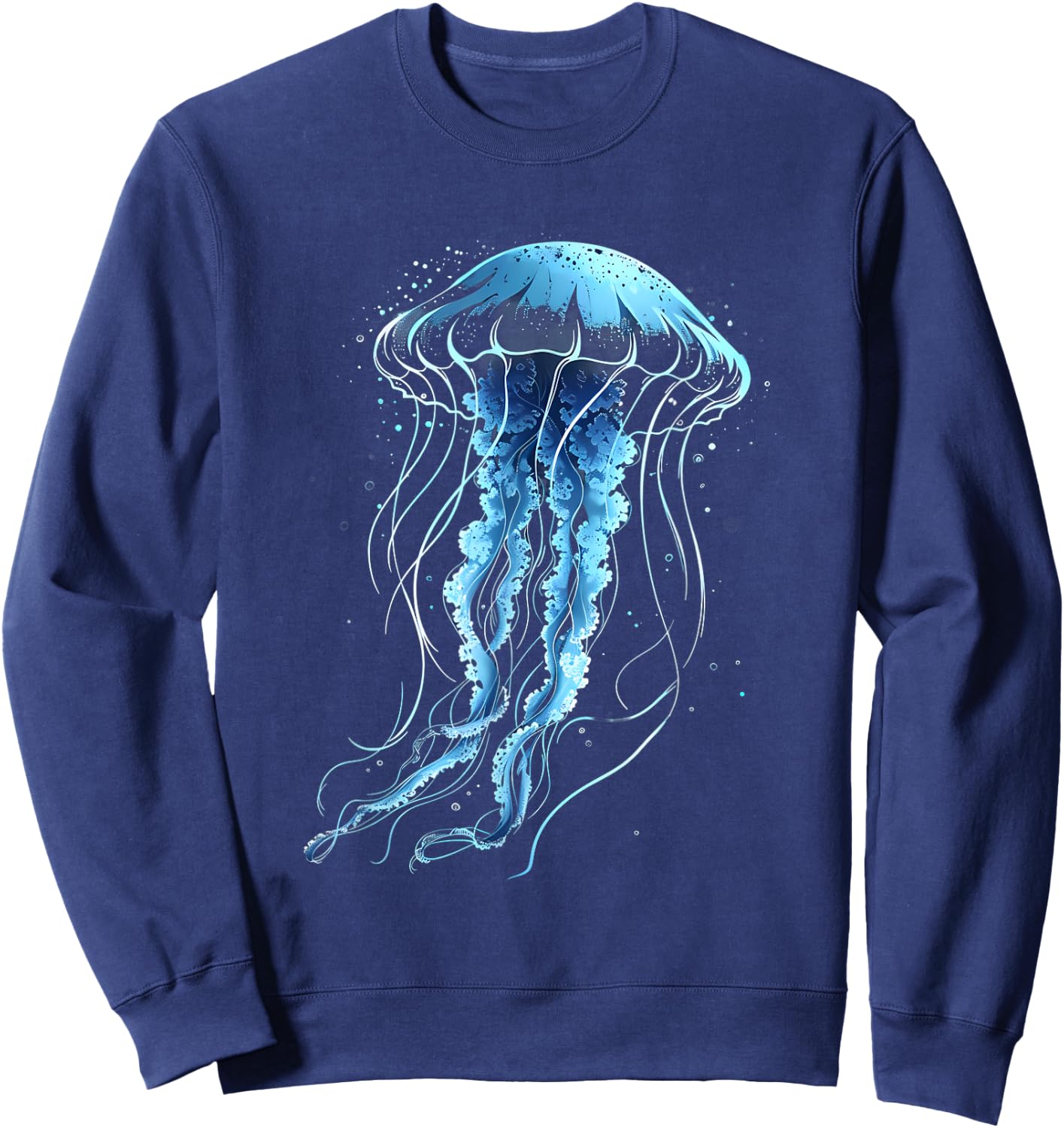 Jellyfish Motif Marine Mammal Sea Ocean Animal Artwork Sweatshirt - Sweatshirt | Navy
