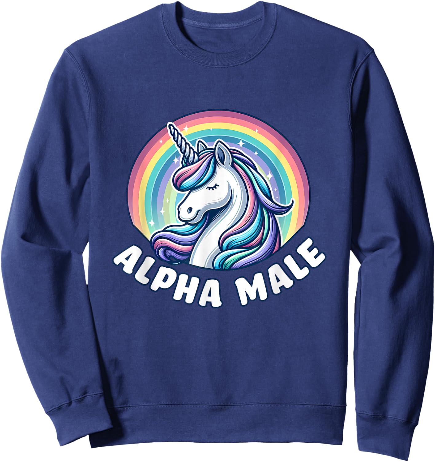 Funny Ironic Men Cute Alpha Male Unicorn , Black, S Sweatshirt - Sweatshirt | Navy