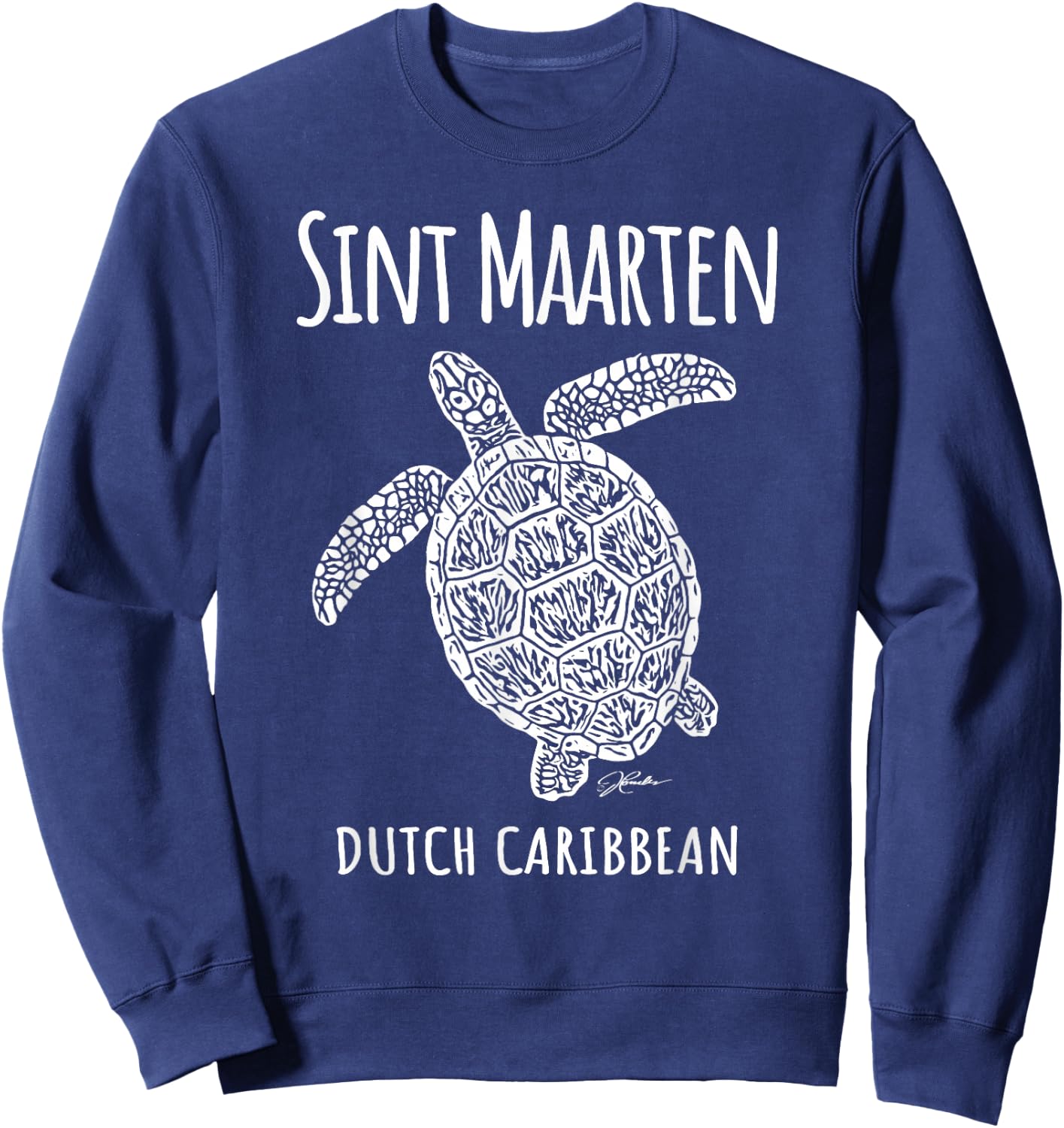 JCombs: Sint Maarten, Sea Turtle, Beach Sweatshirt - Sweatshirt | Navy