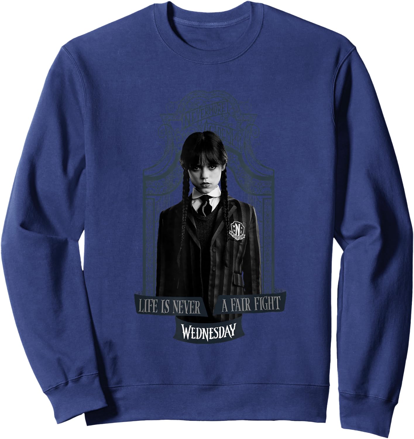 Wednesday Life is Never A Fair Fight Sweatshirt - Sweatshirt | Navy