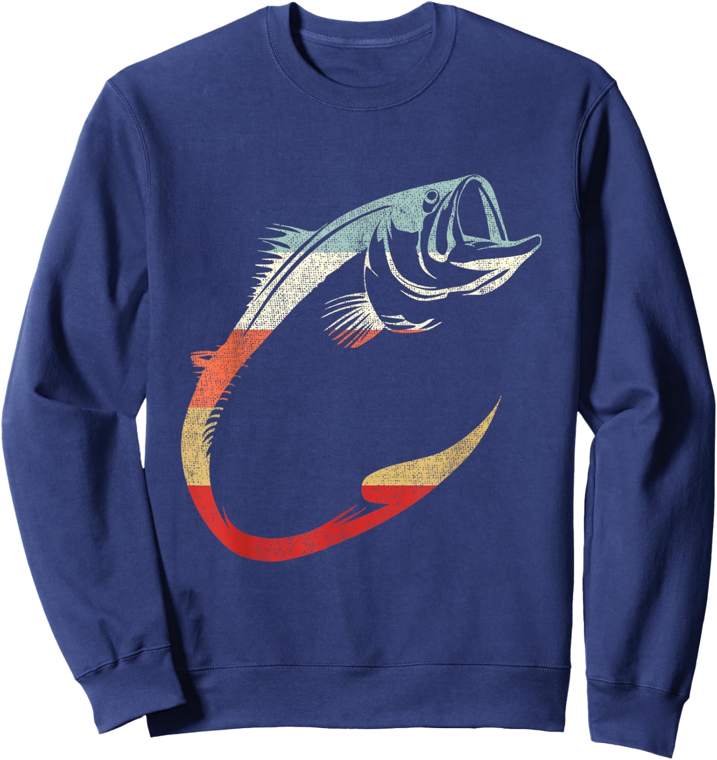 Minimal Cool Fish Hook Art for Unique Fishing Lovers Sweatshirt - Sweatshirt | Navy
