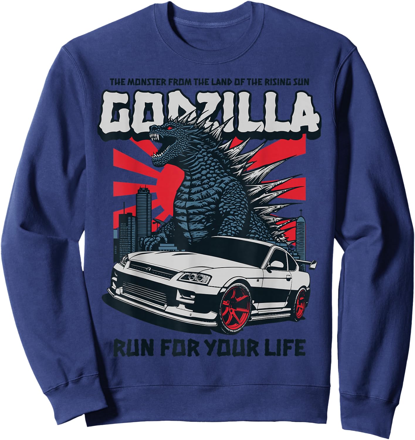Godzilla - Run for Your Life Car Sweatshirt - Sweatshirt | Navy