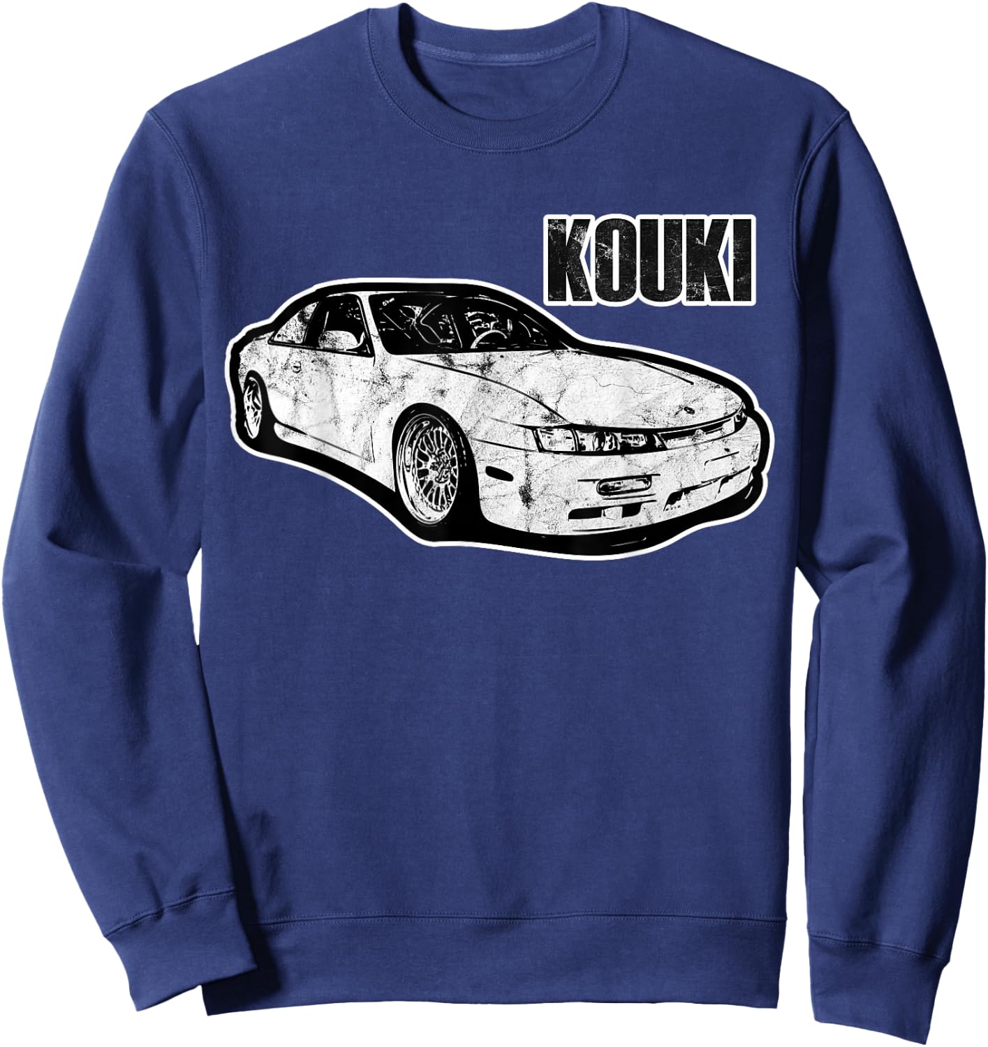 S14 Kouki JDM Drift Car Outlined 90s Classic Motorsports Sweatshirt - Sweatshirt | Navy
