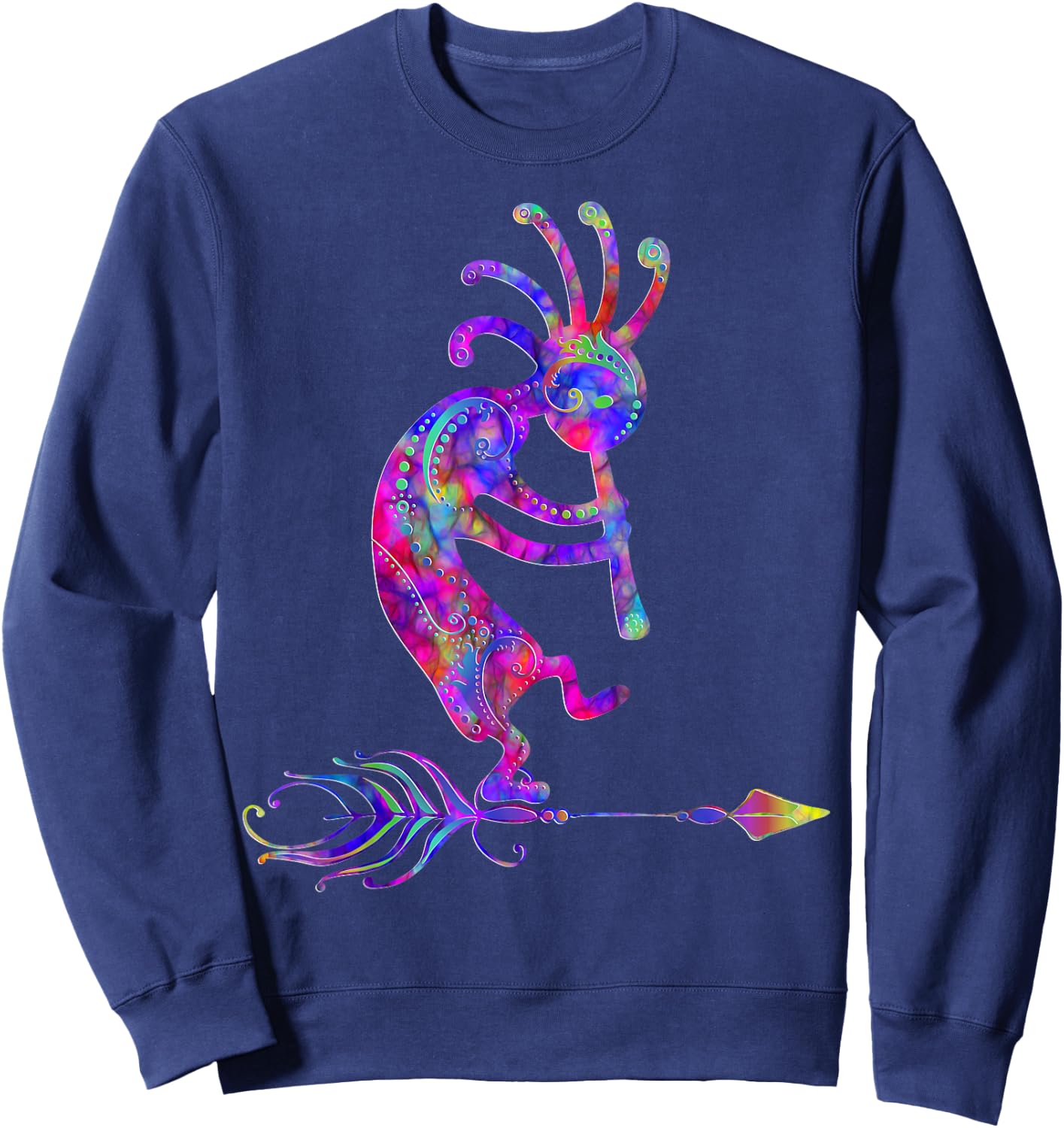 Native American Kokopelli with Feather 2 - Fan Fun Sweatshirt - Sweatshirt | Navy