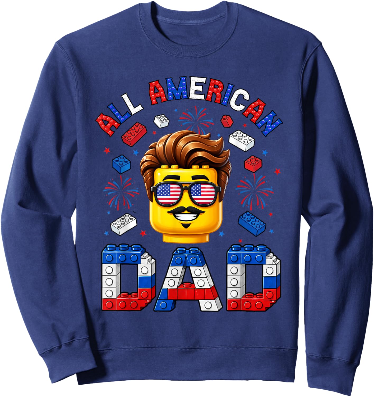 All American Dad 4th of July Master Builder Family Matching Sweatshirt - Sweatshirt | Navy