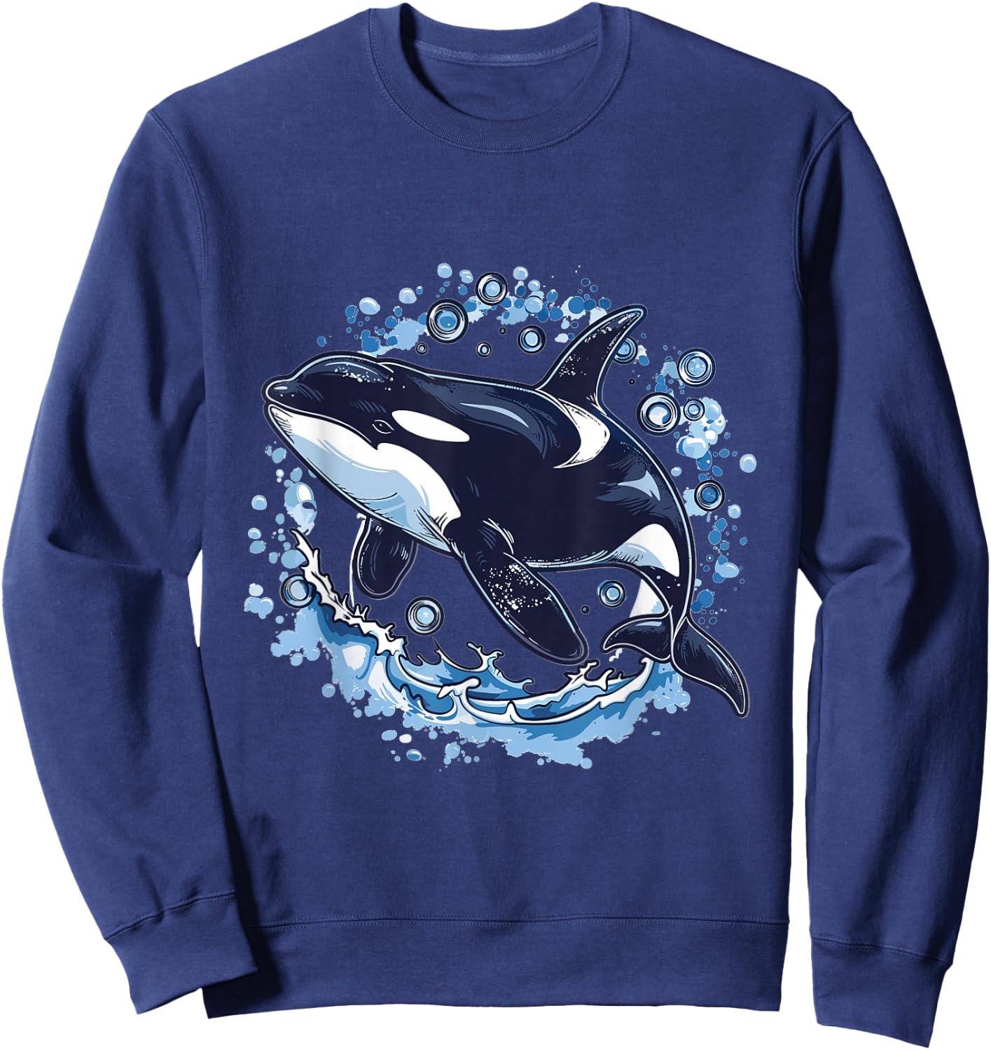 Orca Whale Bubbles Graphic Sweatshirt - Sweatshirt | Navy