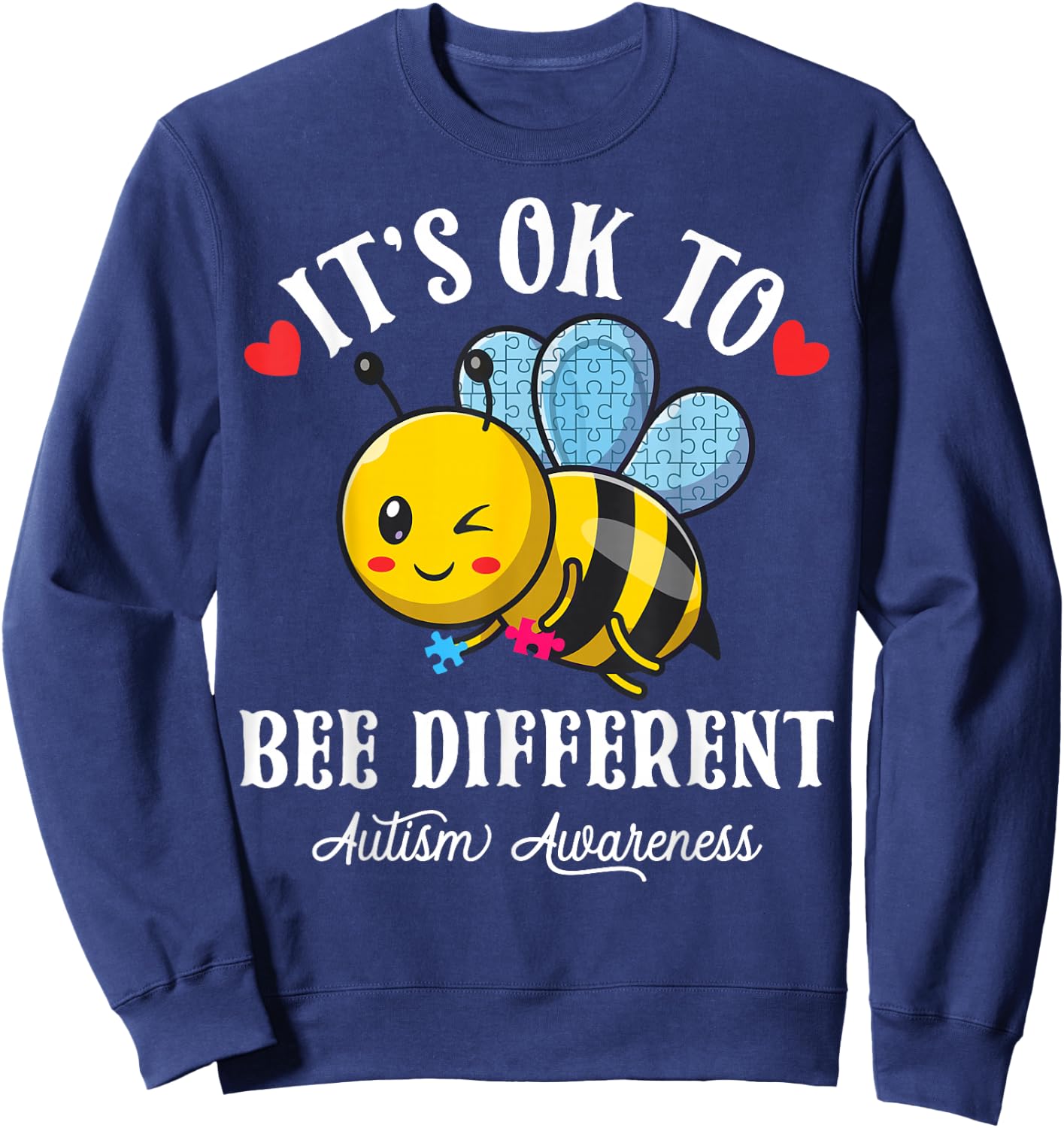 Autism Awareness Bee It's Ok to Be Different Autistic Bees Sweatshirt - Sweatshirt | Navy