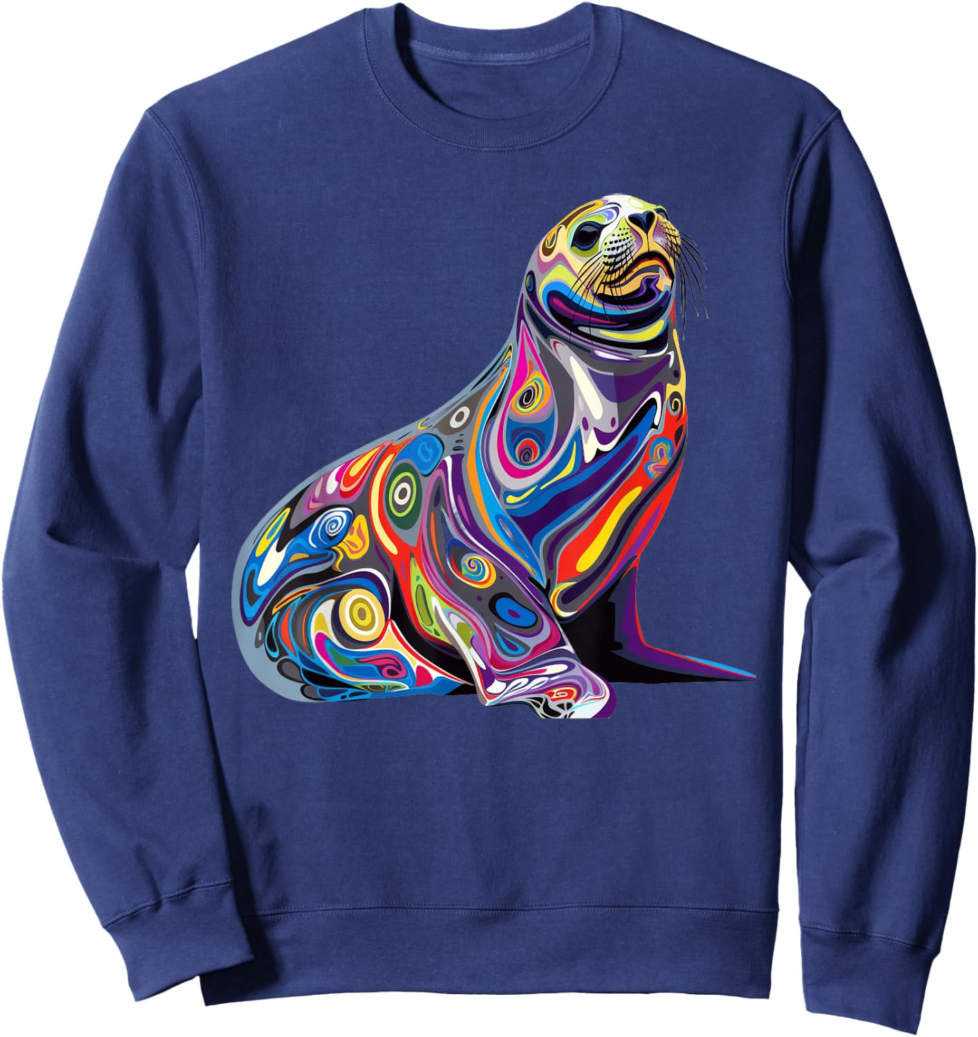 Harp Seal Psychedelic Sweatshirt - Sweatshirt | Navy