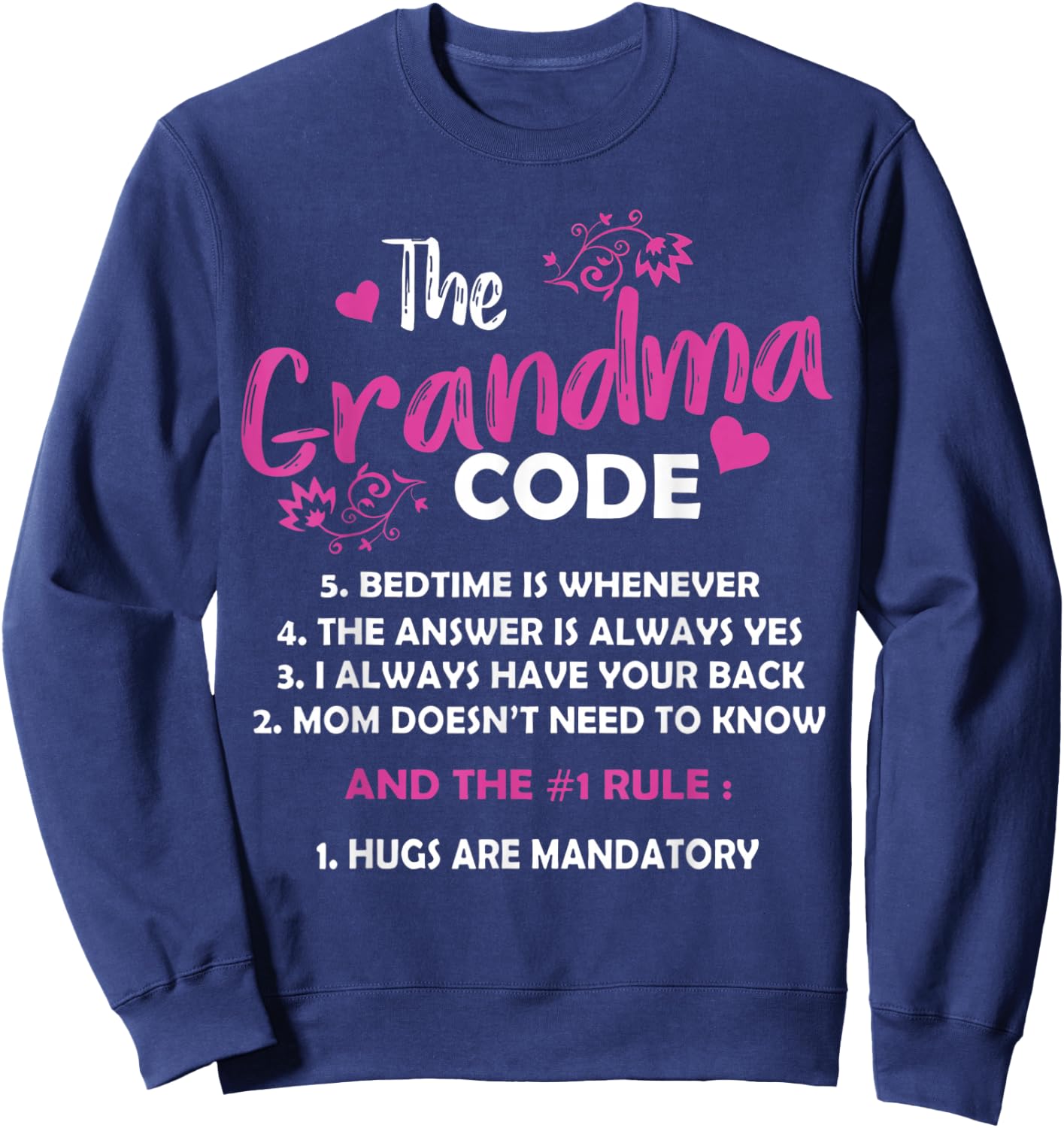 Funny Grandma Grandmother Rules - Women's Classic Fit Black Short Sleeve Cotton Blend - Small Sweatshirt - Sweatshirt | Navy