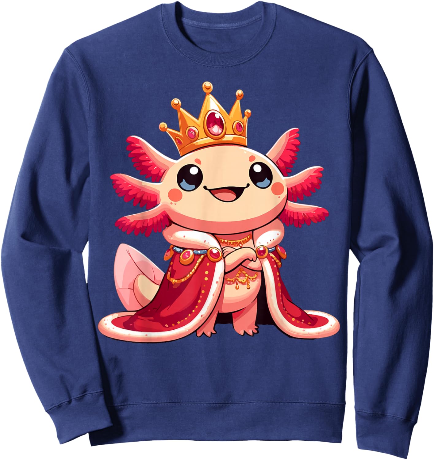 Axolotl Queen Anime Cute Kawaii Axolotl Sweatshirt - Sweatshirt | Navy
