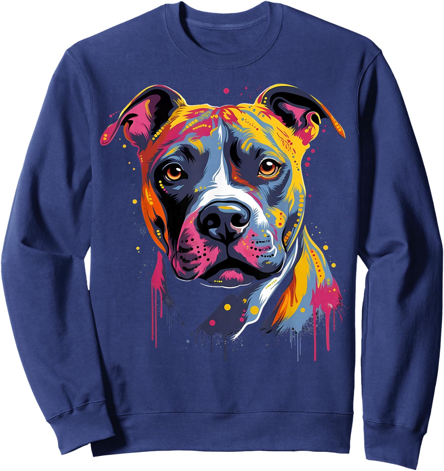 Amstaff American Staffordshire Terrier Colorful Black , Black, S Sweatshirt - Sweatshirt | Navy