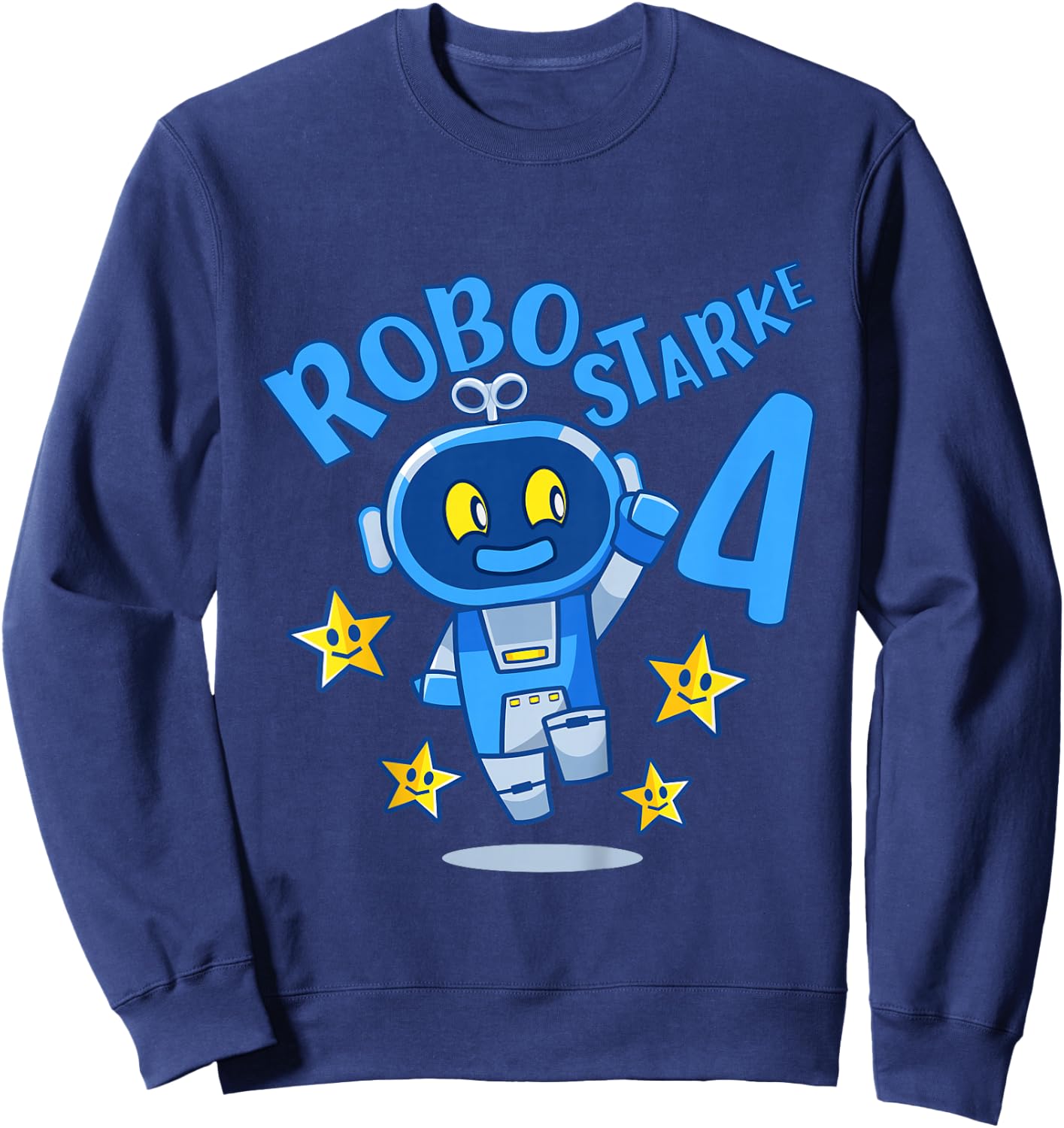 Children's Robot Birthday Shirt 4 Years Boy 4 Birthday , black, 80 Sweatshirt - Sweatshirt | Navy