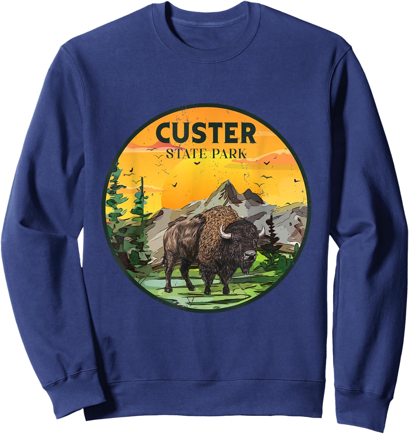 Custer State Park South Dakota Bison Outdoor Hiking Camping Sweatshirt - Sweatshirt | Navy