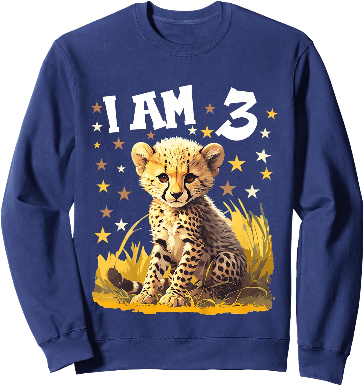Kids 3 Years old 3 birthday Cheetahs Boy Girl Cheetah Sweatshirt - Sweatshirt | Navy