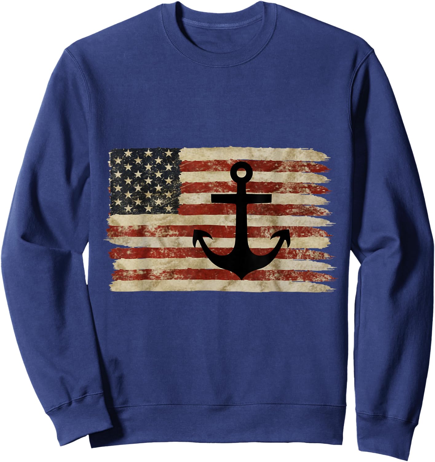 USA American Flag Nautical Anchor Patriotic Sailor Military Sweatshirt - Sweatshirt | Navy