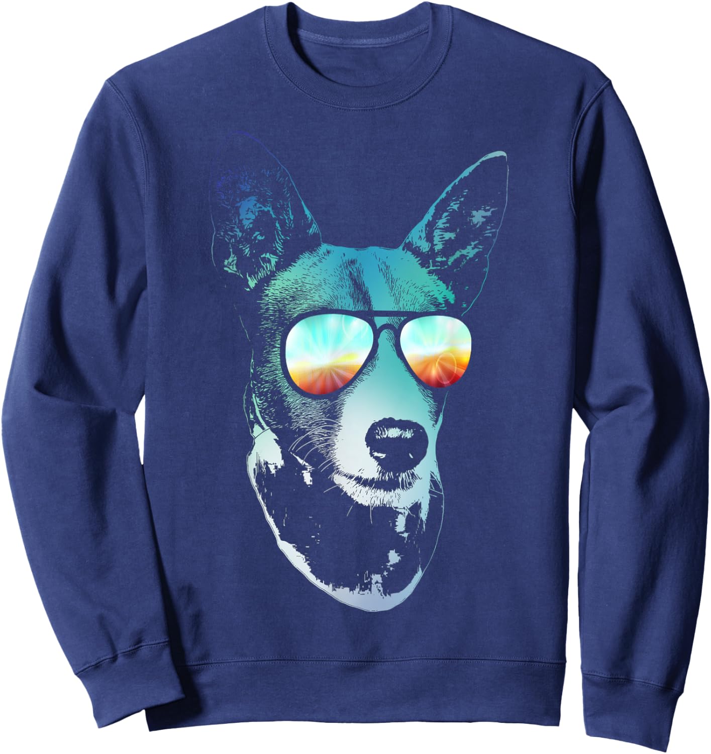 Disco Groovy Basenji Dog Gift Sweatshirt - Sweatshirt | Navy