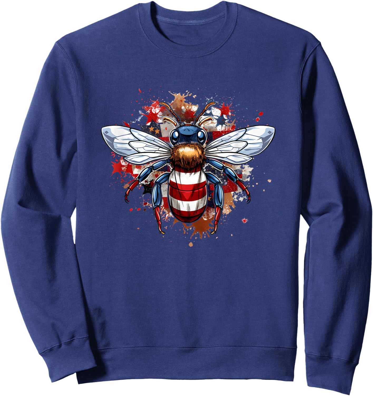 Veterans day, 4th of July patriotic bee usa flag Sweatshirt - Sweatshirt | Navy