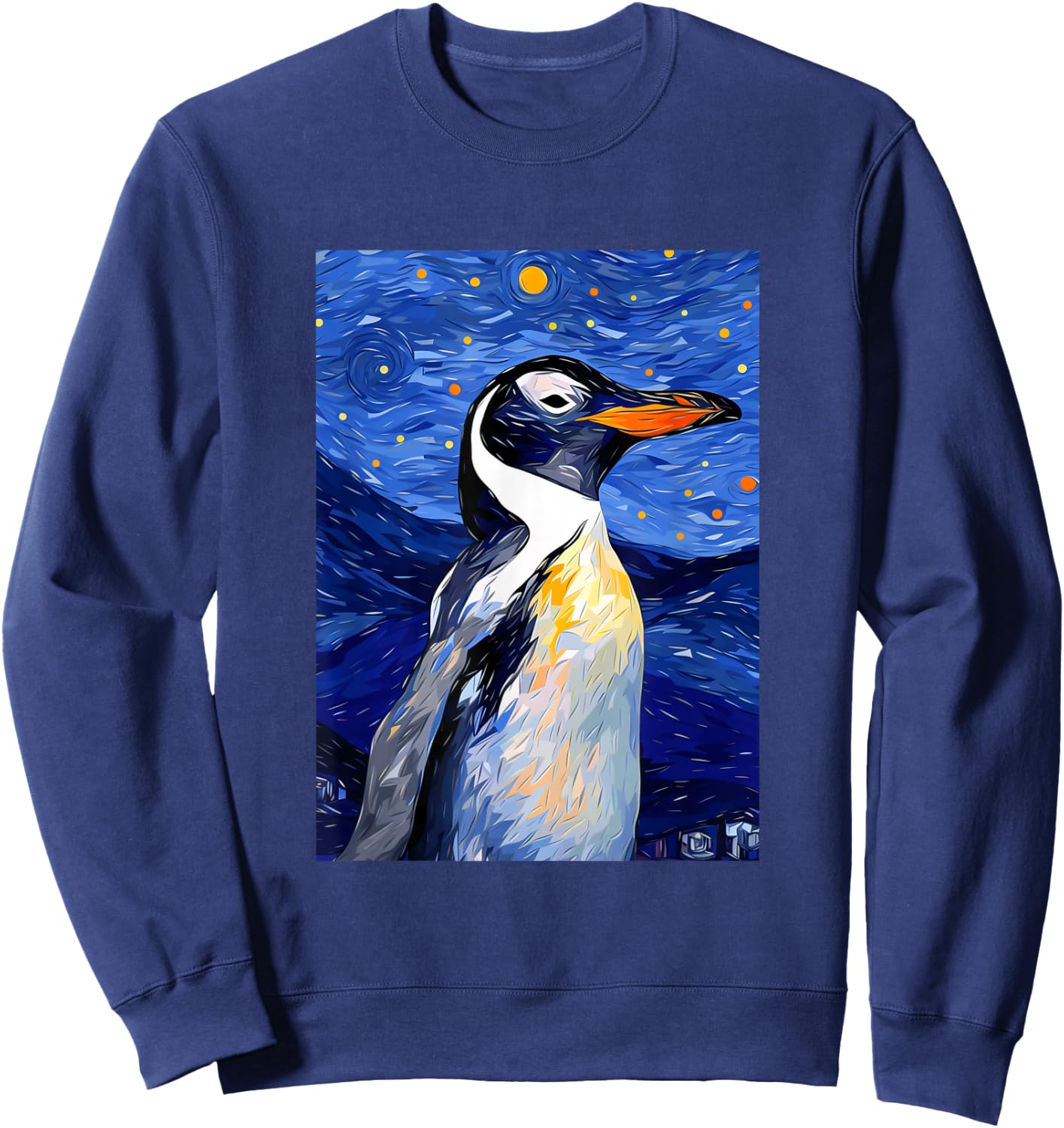 Gentoo Penguin Starry Night Painting Men Women Kids Sweatshirt - Sweatshirt | Navy