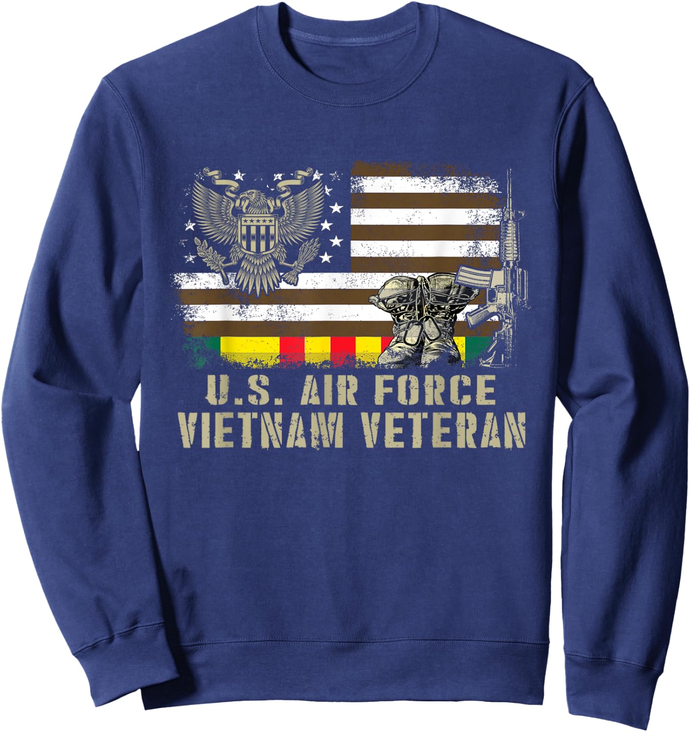 Vintage American Flag Proud U.S. Air Force Vietnam Veteran Sweatshirt - Sweatshirt | Navy