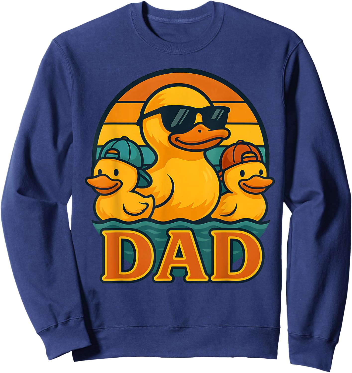 Dad Rubber Duck Retro Rubber Ducky Family Retro Dad of Boys Sweatshirt - Sweatshirt | Navy