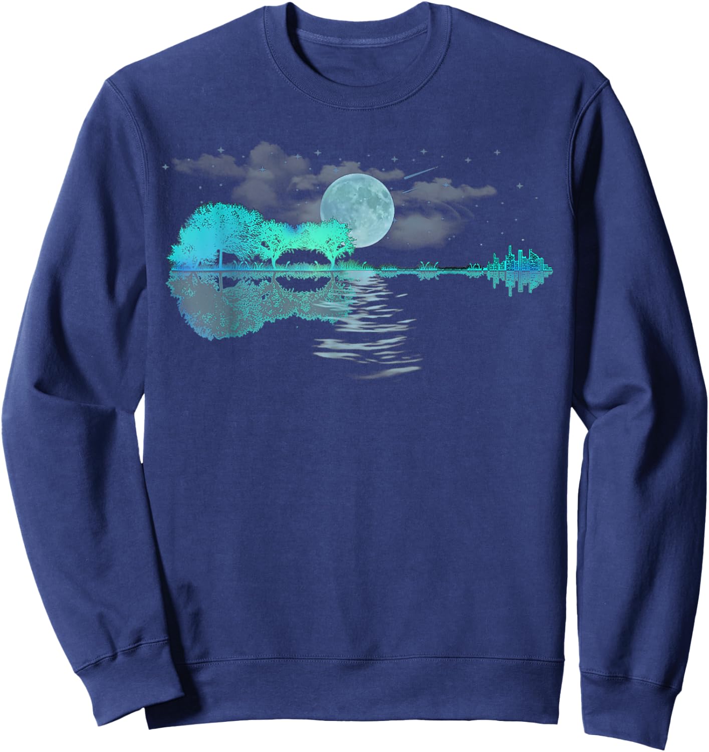 Guitar Lake Reflections Love Musician, Acoustic Guitar Sweatshirt - Sweatshirt | Navy
