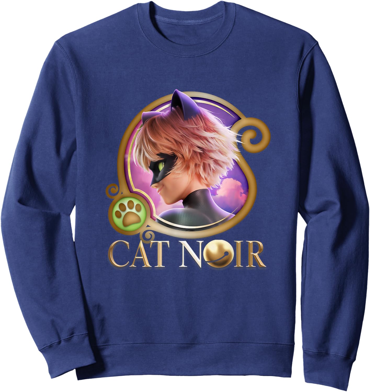 Miraculous Ladybug The Movie Cat Noir Badge Gold Sweatshirt - Sweatshirt | Navy