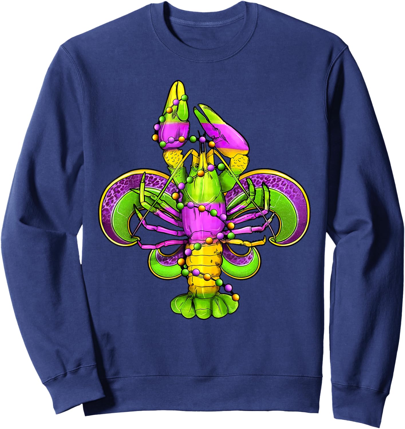 Mardi Gras Fleur De Lis Crawfish Leopard Costume Sweatshirt - Sweatshirt | Navy