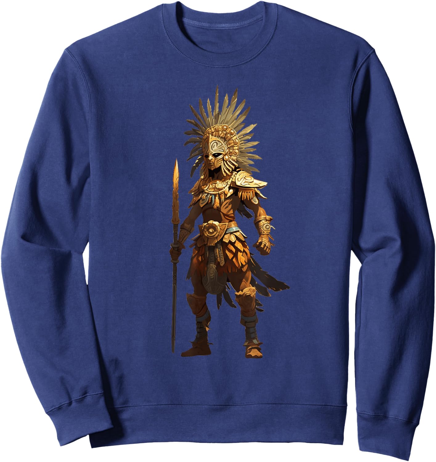 Aztec Jaguar Warrior Native Mexican Mythology Men Women Sweatshirt - Sweatshirt | Navy