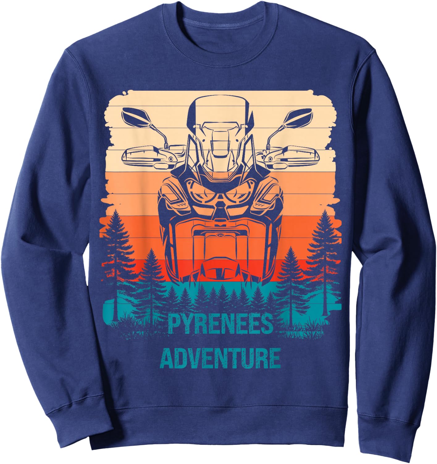 Pyrenees Twin Adventure Rider CRF Edition Biker Travel Retro , Black, S Sweatshirt - Sweatshirt | Navy