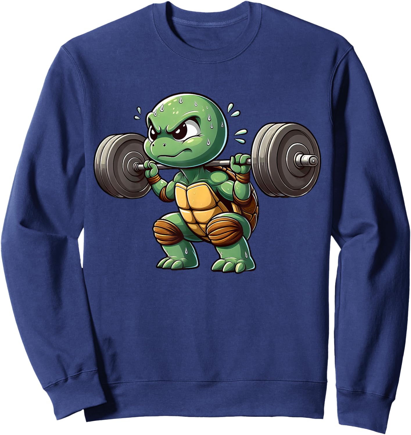 Turtle Weightlifting Barbell Fitness Workout Sweatshirt - Sweatshirt | Navy