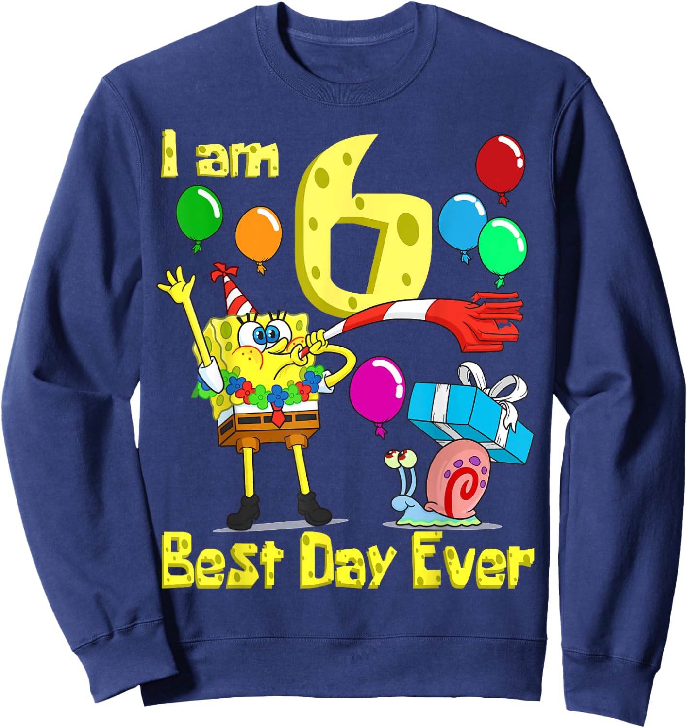 Mademark x SpongeBob SquarePants - SpongeBob I am 6 Years Old Birthday Party Sweatshirt - Sweatshirt | Navy