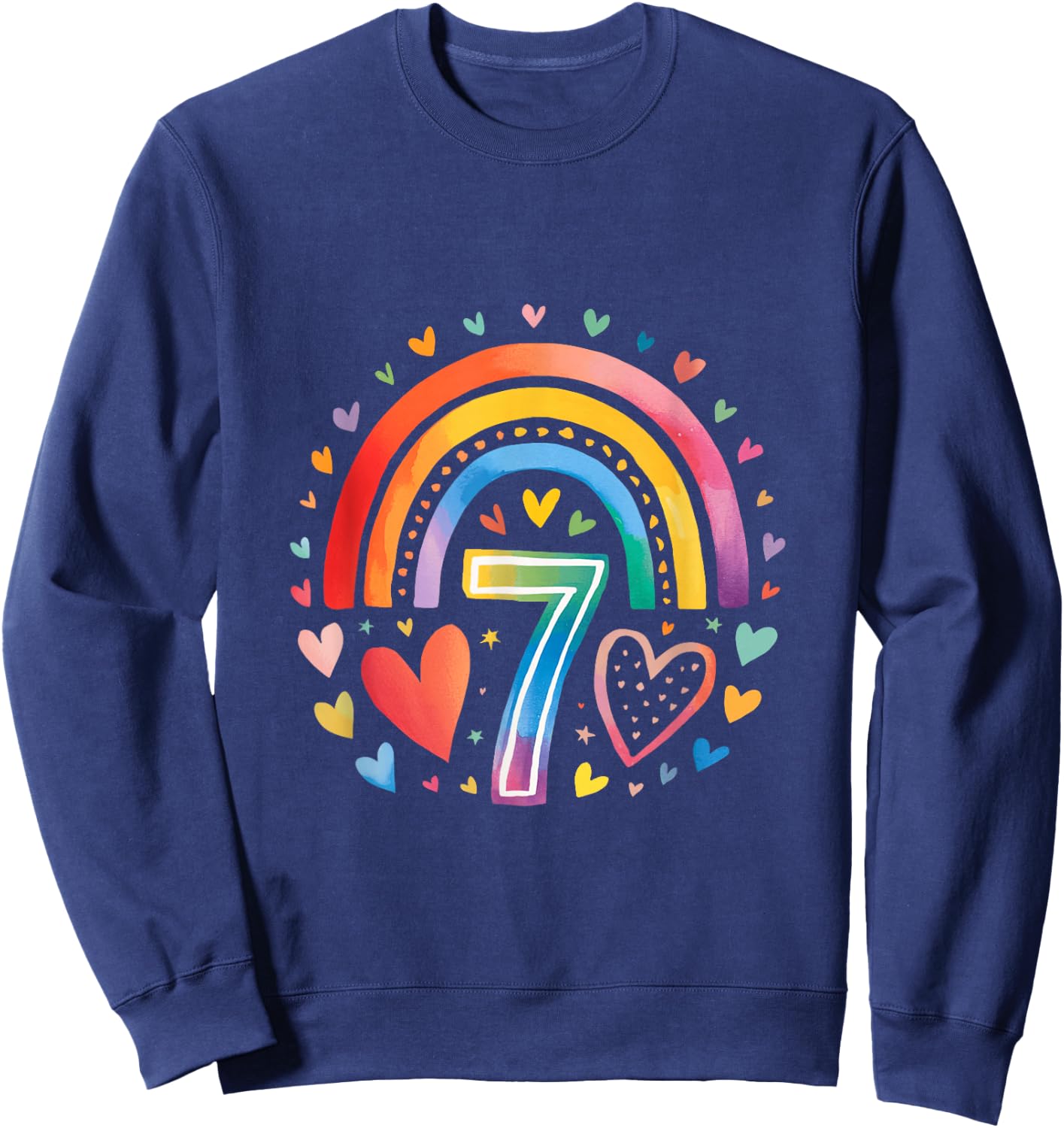 J'ai Déjà 7 Ans - Design Anniversaire Arc-en-ciel Pour Fille Sweatshirt - Sweatshirt | Navy