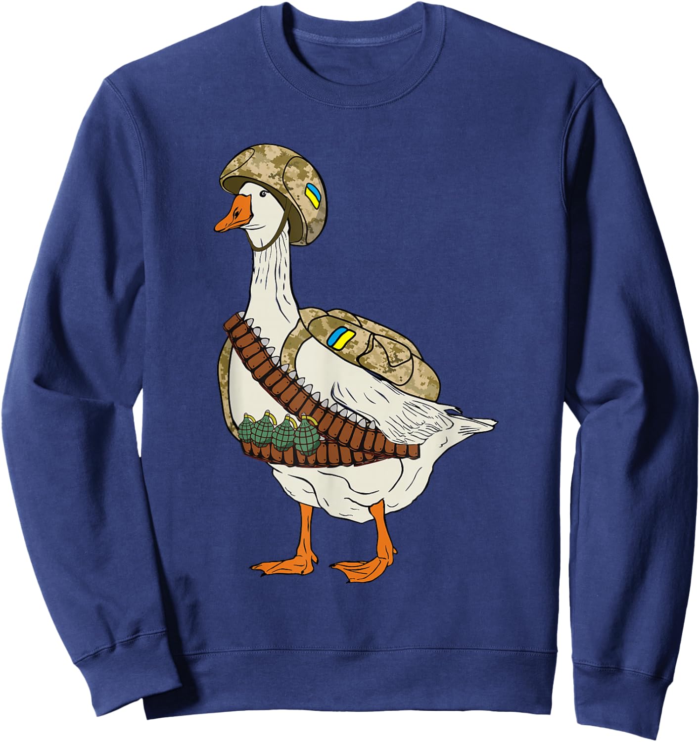 Ukrainian military goose combat solder funny Russian joke Sweatshirt - Sweatshirt | Navy