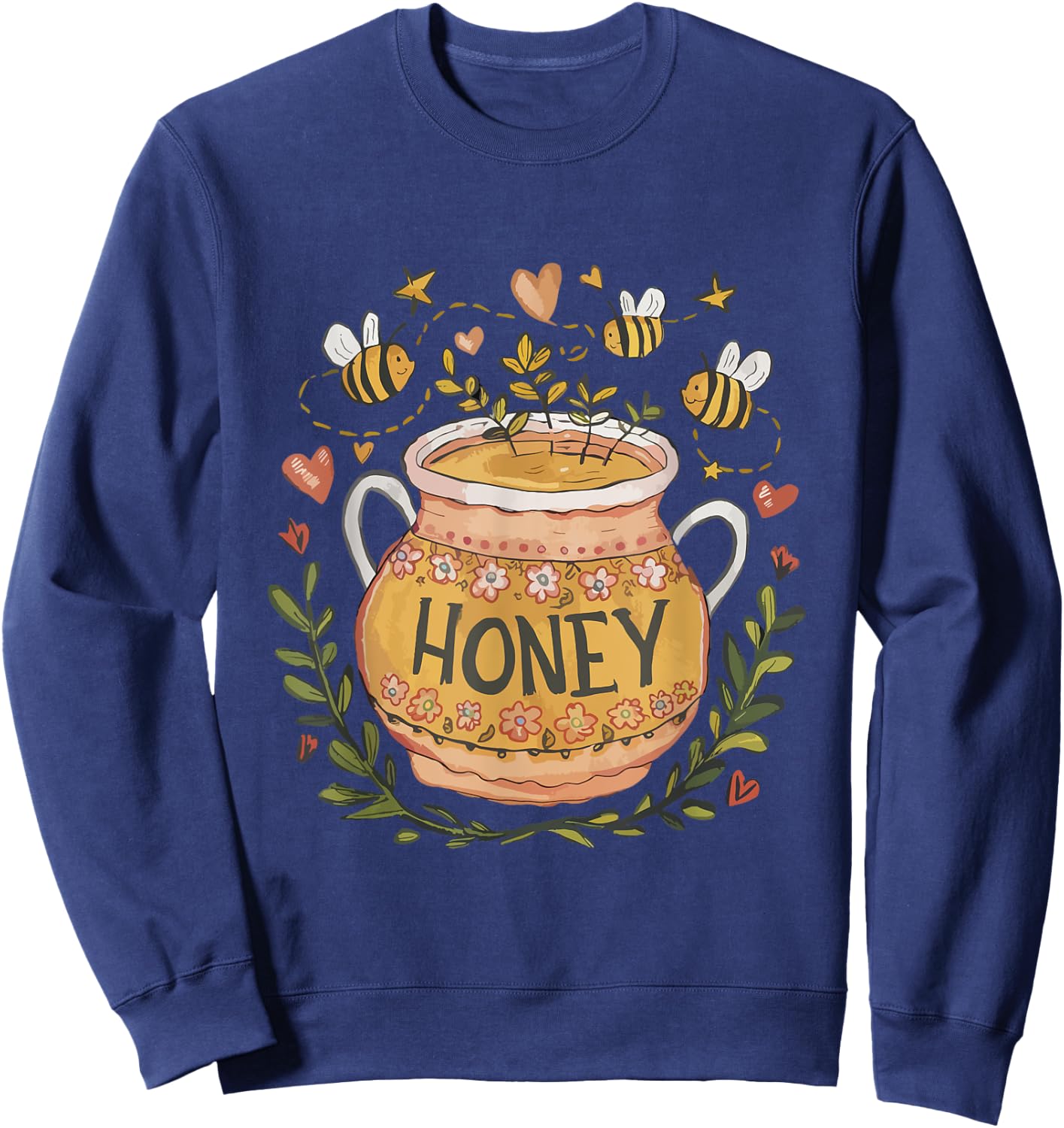 Folk Art Inspired Honeypot Beekeeper Beekeeping Honey Cute Sweatshirt - Sweatshirt | Navy