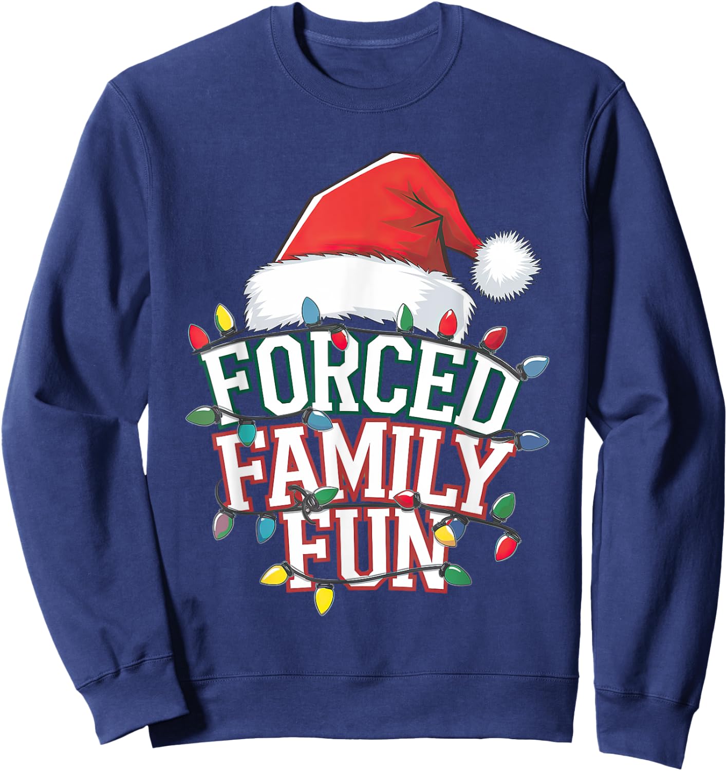 Forced Family Fun Christmas - Black Adults Small Short Sleeve Sweatshirt - Sweatshirt | Navy