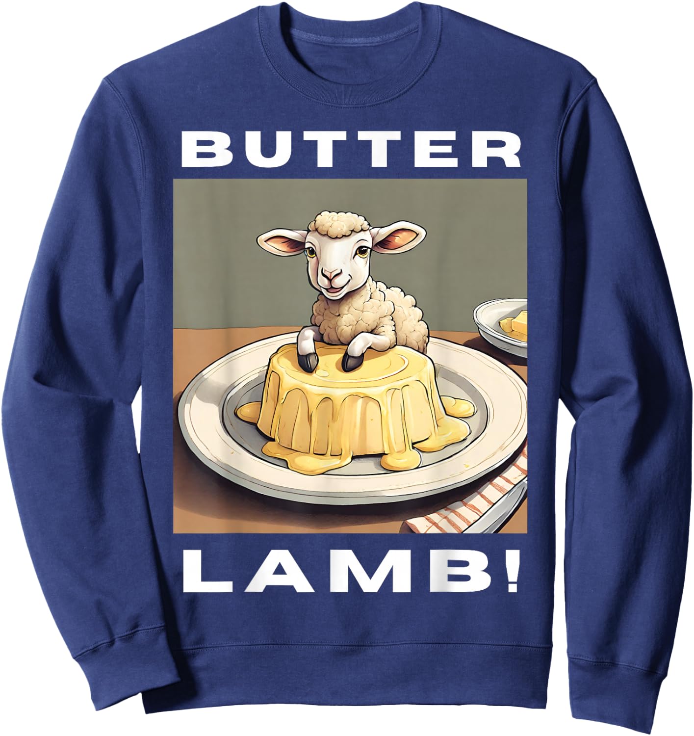 Buffalo Traditions NY And Easter Polish Culture Butter Lamb Sweatshirt - Sweatshirt | Navy