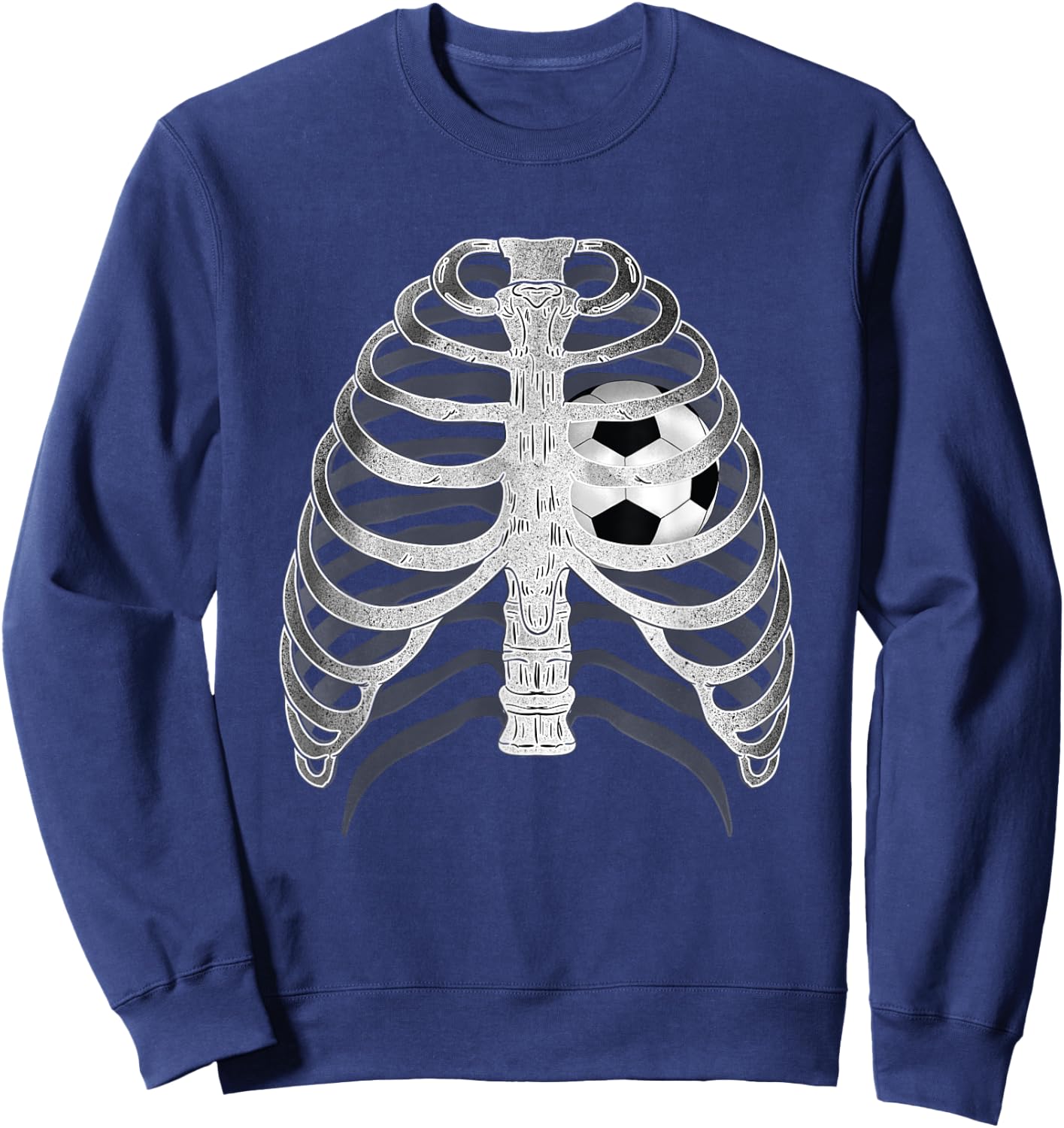 Skeleton X-ray Ribcage Soccer Ball Heart Halloween Sweatshirt - Sweatshirt | Navy