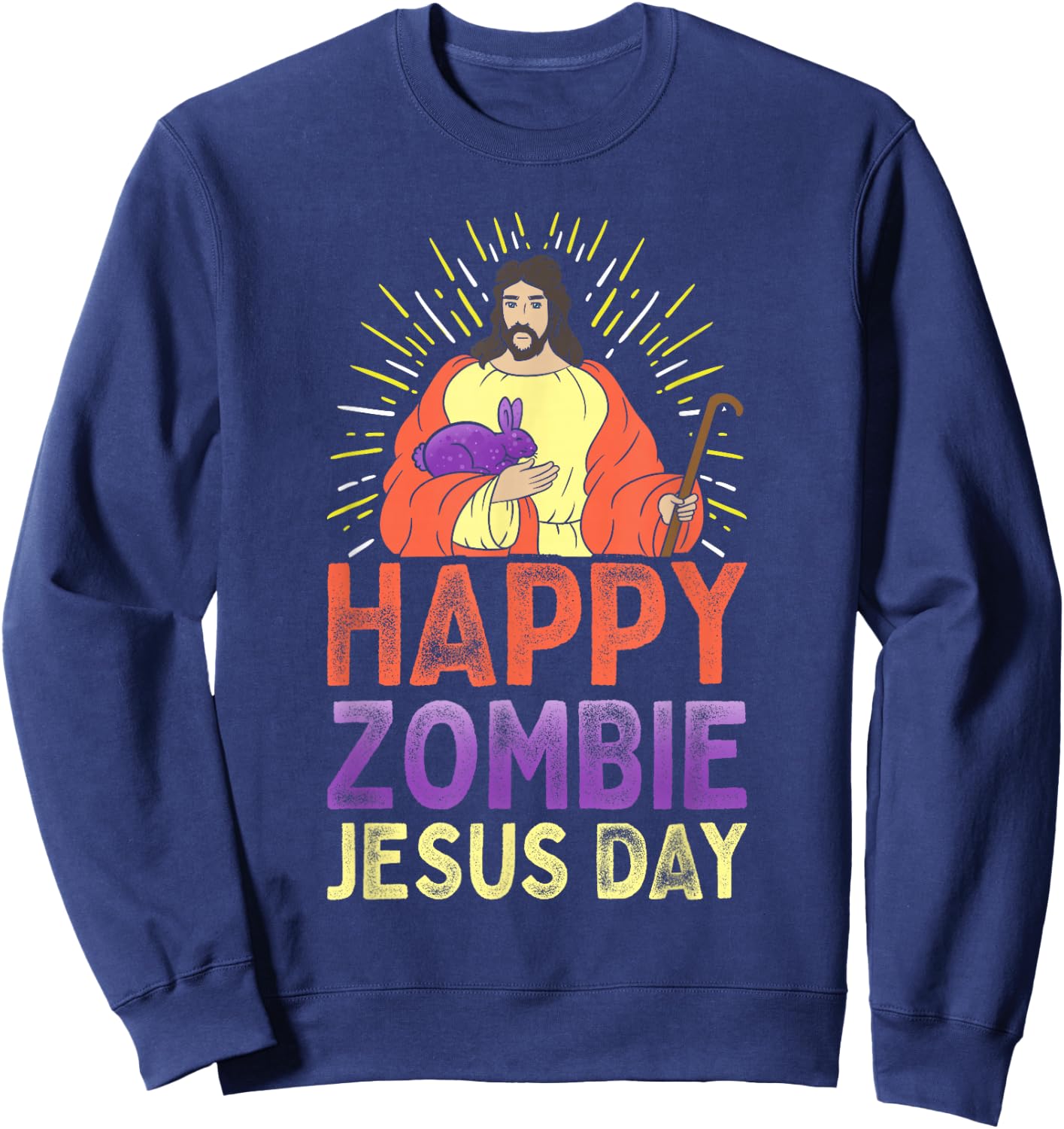 Cute Happy Zombie Jesus Day Easter Bunny Women Sweatshirt - Sweatshirt | Navy