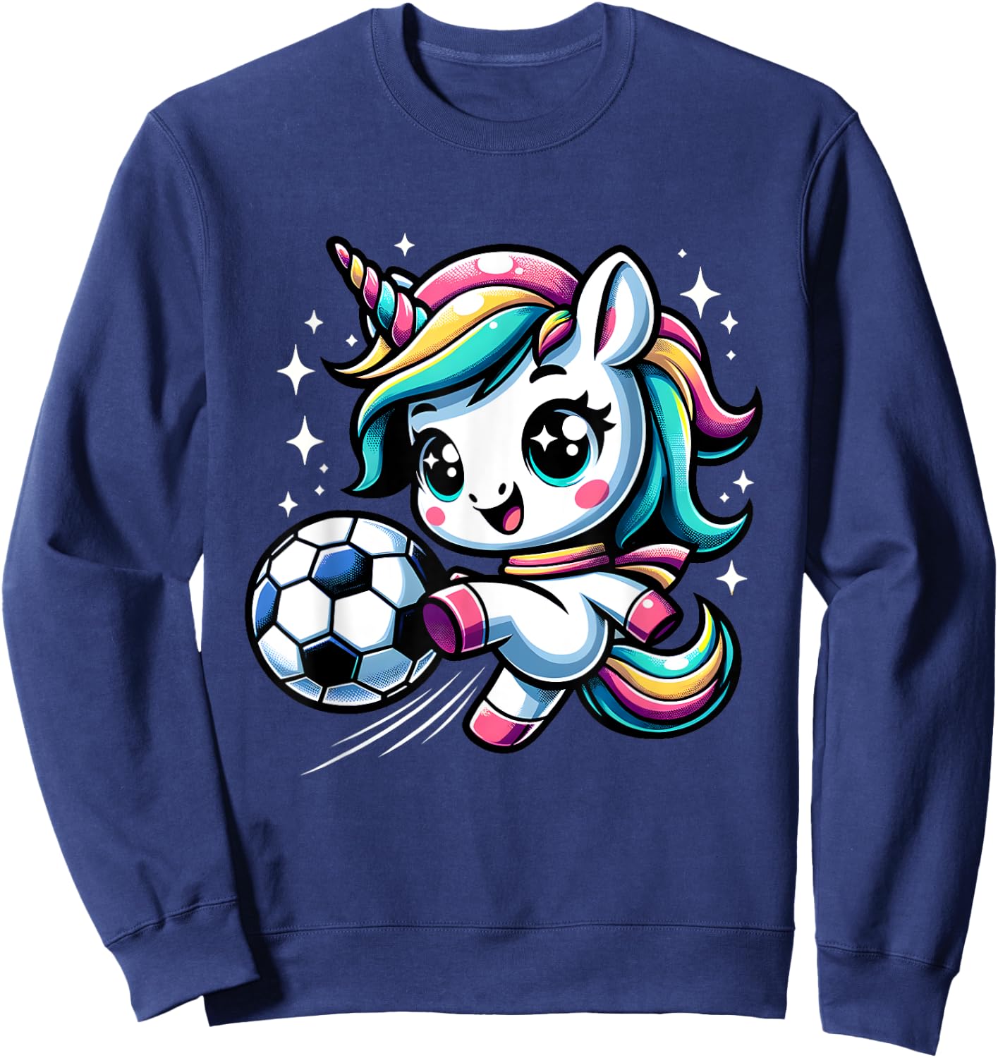 Cute Unicorn Playing Soccer Sweatshirt - Sweatshirt | Navy