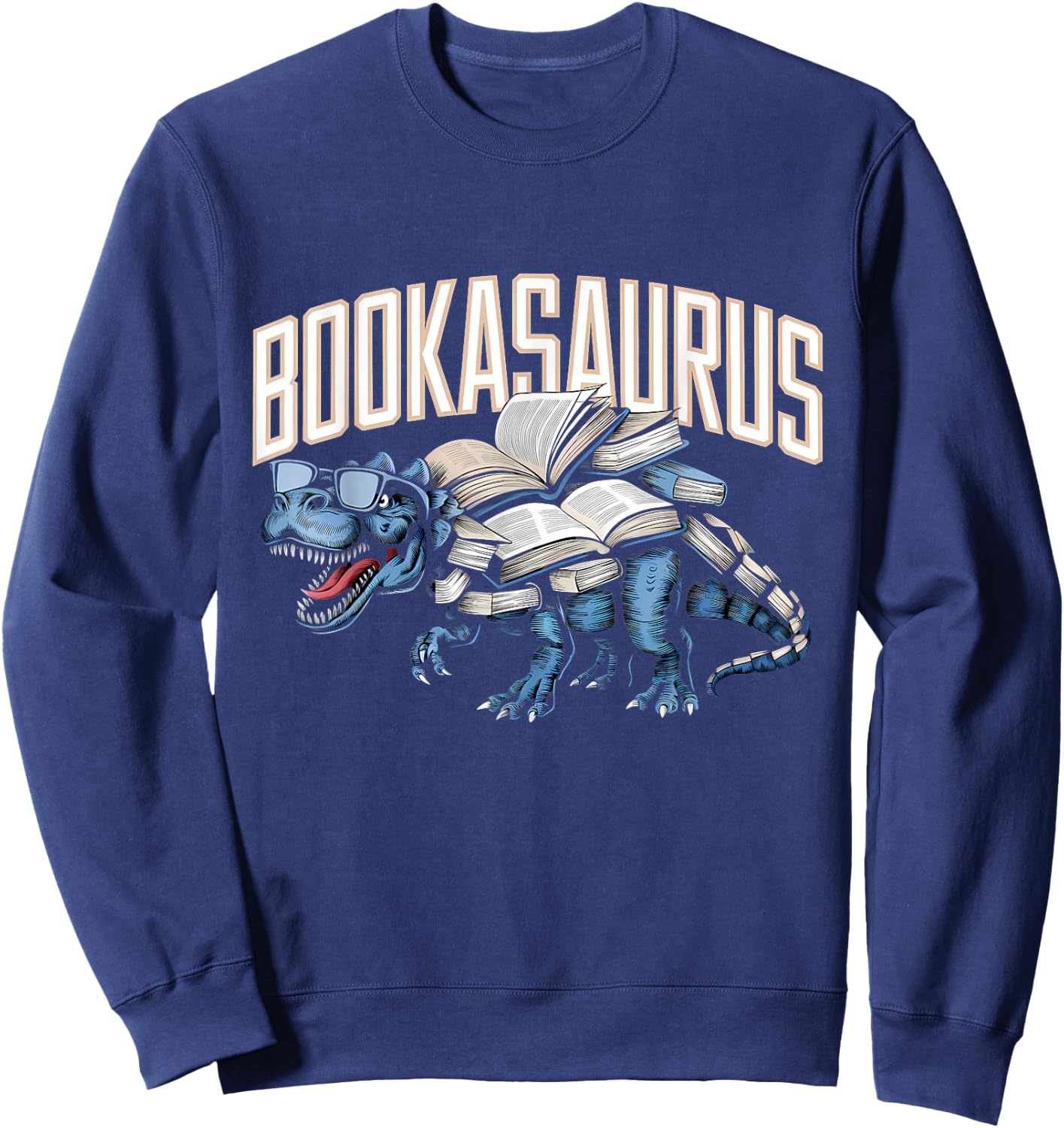 Book Dinosaur Bookworm T-Rex Dino Reading Books Funny Book Sweatshirt - Sweatshirt | Navy