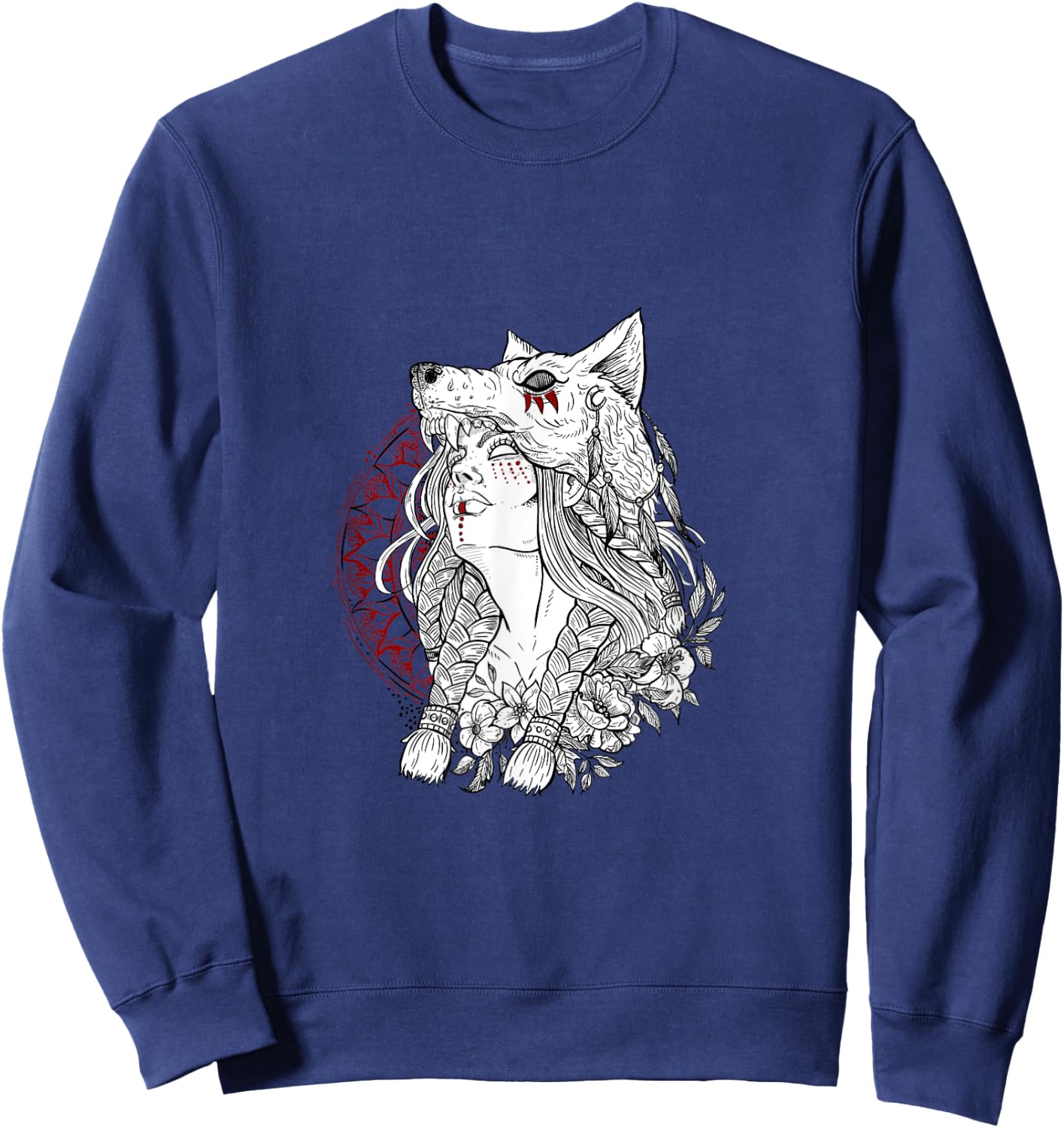 Heilung wolf shaman shirt for viking Sweatshirt - Sweatshirt | Navy