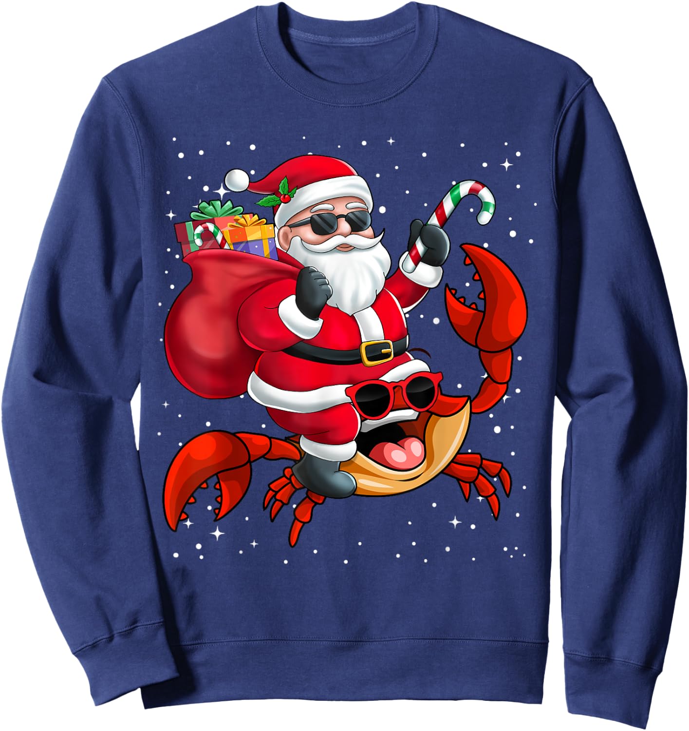 Santa Claus Riding A Crab Christmas Boy Girl Kids Sweatshirt - Sweatshirt | Navy