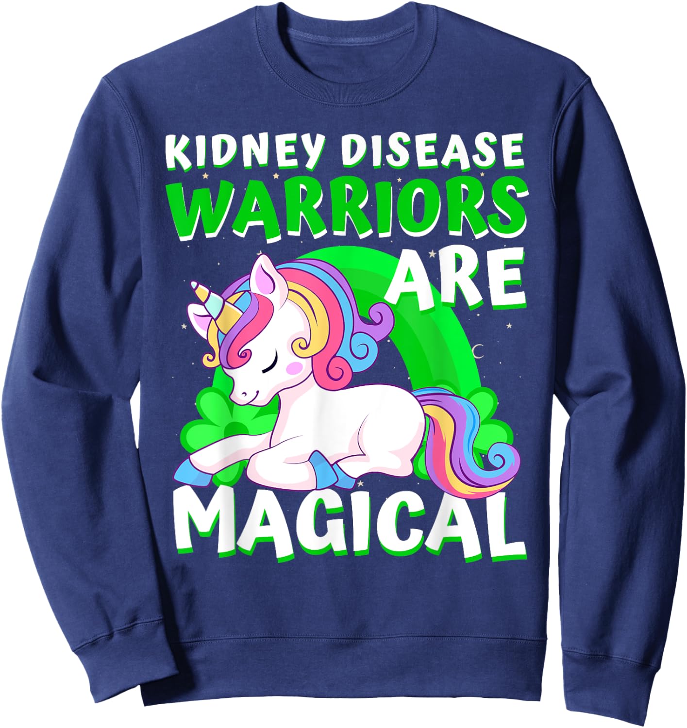 Warriors Are Magical Kidney Disease Awareness Unicorn Ribbon Sweatshirt - Sweatshirt | Navy