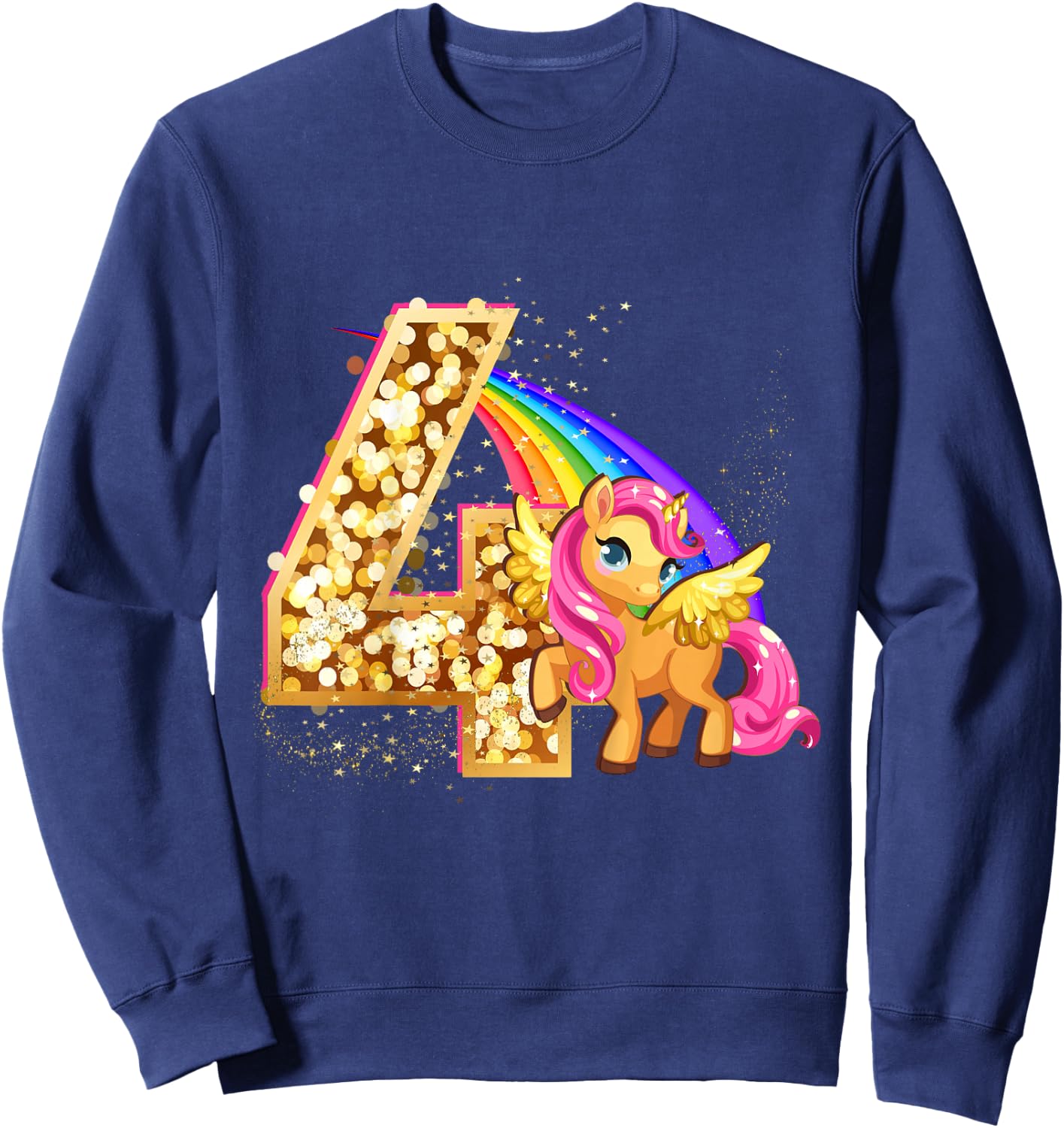 Kinder "Ich Bin 4" süßes Einhorn Geburtstag für Mädchen Sweatshirt - Sweatshirt | Navy