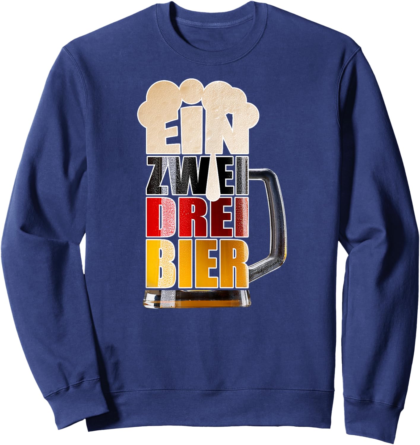 Ein Zwei Drei Beer Funny Easy Beer Mug Oktoberfest Costume , Black, S Sweatshirt - Sweatshirt | Navy