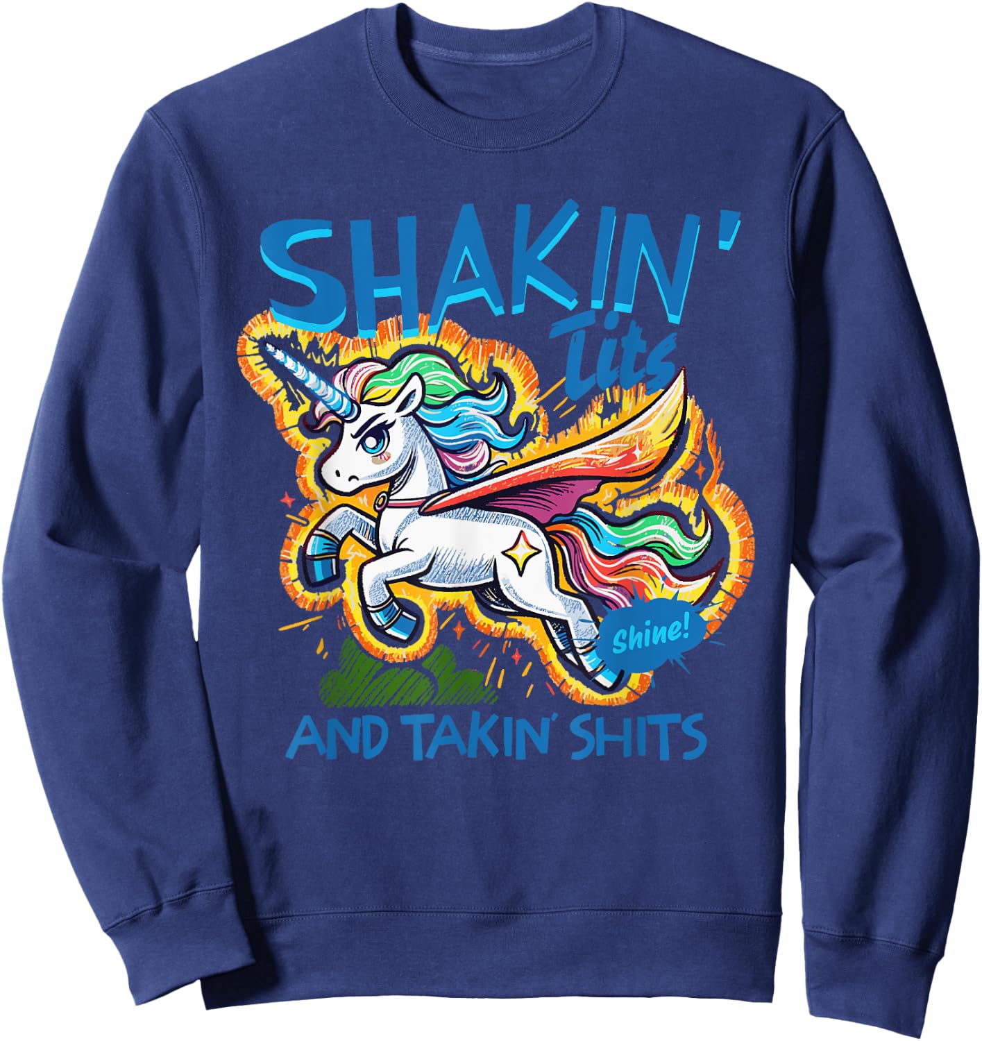 Shakin' Tits & Takin' Shits Design Sweatshirt - Sweatshirt | Navy